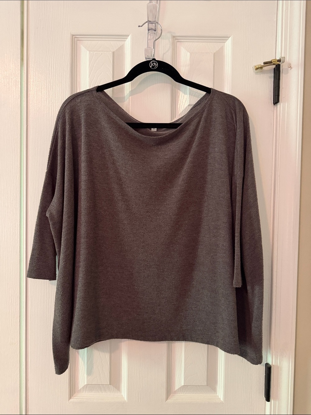Boatneck/One Shoulder Top in Charcoal Gray